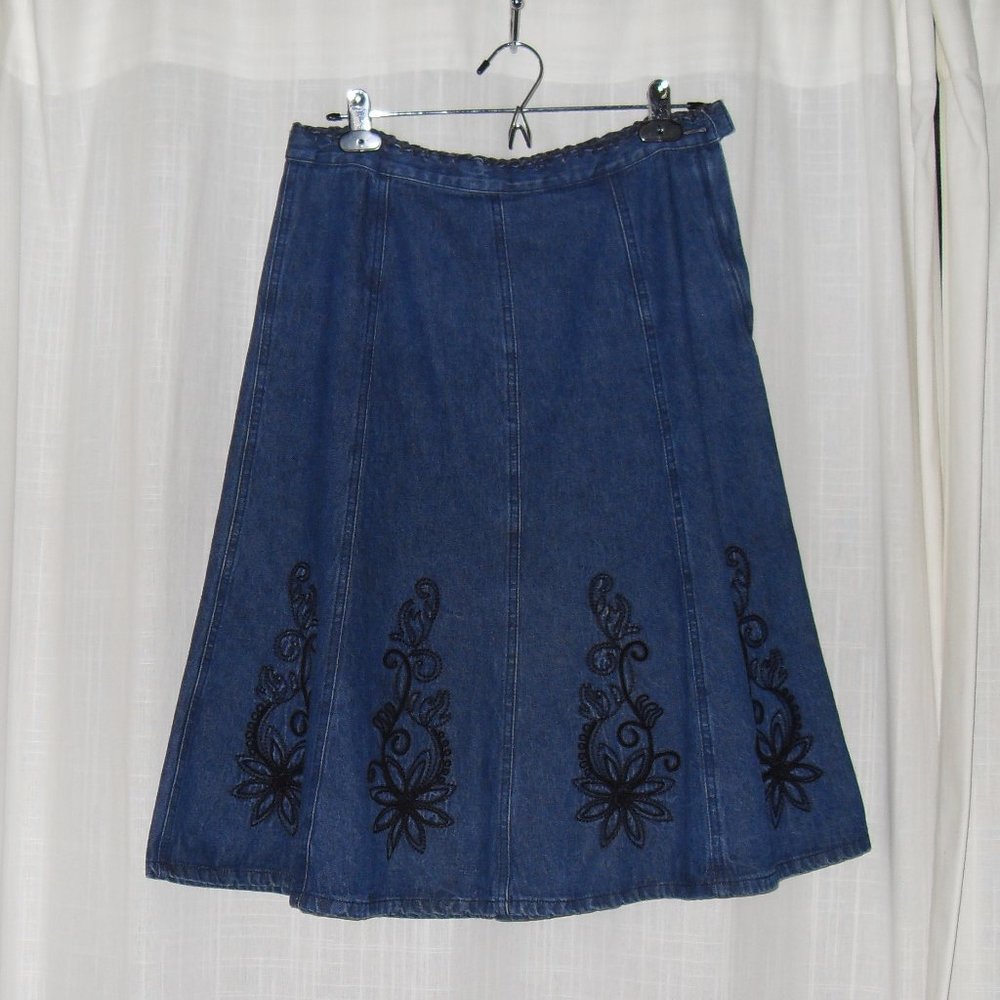 A- Line Denim Jean SKIRT with Embroidery Size 4